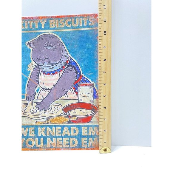 Cute Cat Kitty Biscuits Tin Sign, Shop/Bakery Wall Decoration 12x18 Brand New - Picture 6 of 6